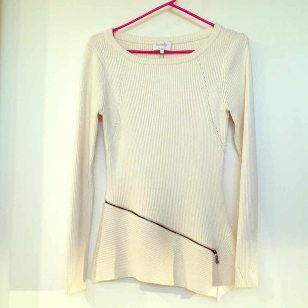 Laundry Sweater with Asymmetrical zipper.